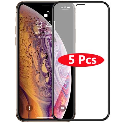 ✘❧✵ 5Pcs/Lot 9D Full Cover Glass on For iPhone 13 14 Pro 6 7 8 Plus For iPhone X Xr Xs 11 12 Pro Max Tempered Glass Screen Protector