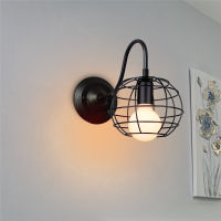 Loft American Iron Black Lampshade Wall Lamp Vintage Cage Guard Sconce Bedside Lighting Fixture Modern Indoor Wall Light