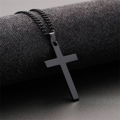 JDY6H Fashion Cross Pendant Necklaces Metal Link Chain Necklace for Women Men Teens Punk Hip Hop Jewelry Gifts