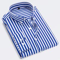 Mens Striped Shirts Long Sleeve Dress Shirts Fashion Slim Button Formal Mens Shirts