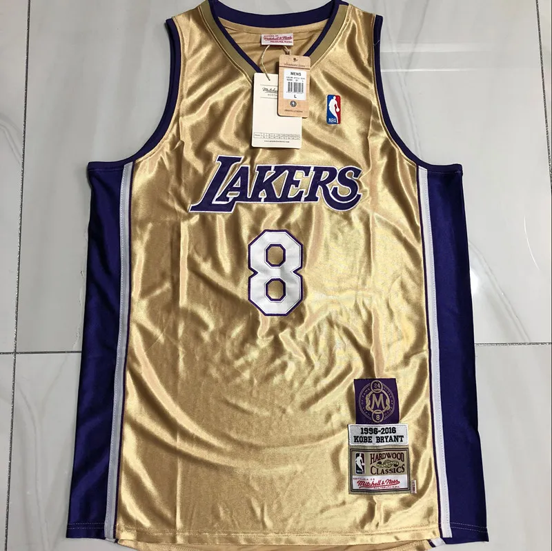 Men's Los Angeles Lakers Kobe Bryant Mitchell & Ness Gold Hall of Fame  Class of 2020 #24 Authentic Hardwood Classics Jersey
