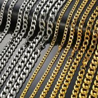 KOtik Mens Necklace Round Miami Cuban Link Chain Gold Silver Color Stainless Steel Necklace for Man Punk Boy Male Colar Gifts Fashion Chain Necklaces