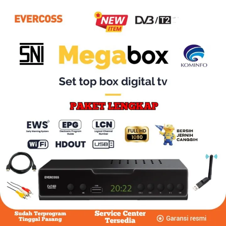 STB Set Top Box TV Digital SNI Bersertifikat Kominfo Evercoss Mega Box ...