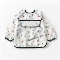 Baby Bandana Bibs Cute Cartoon Bibs Waterproof Infant Eating Children Drawing Long Sleeve Apron Baby Self Feeding Bib Aprons