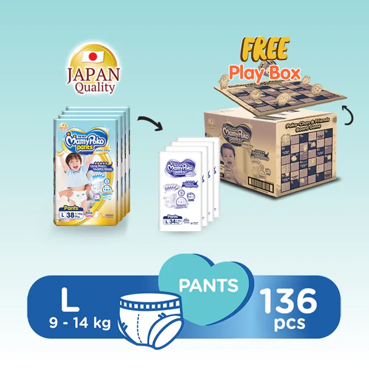 MamyPoko Extra Dry Pants (Unisex) L34 PlayBox Diaper Case