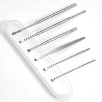 6PCS/set Stainless Steel Earwax Remover Earpick Cleaner Kit Wax Curette Remover Ear Care Cleaning Spoon Ear Pick Beauty Tools