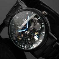 ZZOOI 2019 New Black Mens Skeleton WristWatch Stainless steel Antique Steampunk Casual Automatic Skeleton Mechanical Watches Male