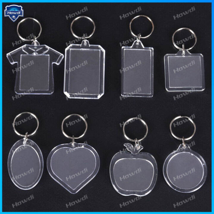 1 PC Photo Frame Keychian Acrylic Picture Frame Keyring DIY Split Ring