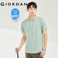 GIORDANO ผู้ชาย เทคโนโลยีขั้นสูงผ้าถักแห้งเร็วพิมพ์สีตัดกันเสื้อโปโลแขนสั้นบาง Free Shipping 01013385