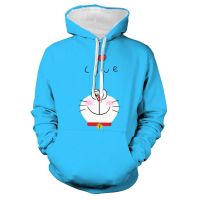 Sudadera con capucha con estampado 3d de Doraemon para niños y niñas, jersey con cremallera, chándal de Anime