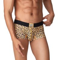 New Mens Leopard boxer sexy Stretch man low rise underwear spandex jockstrap lingerie homme soft slips hombre