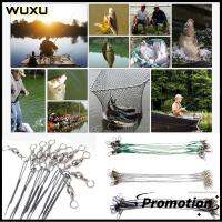 WUXU 10Pcs ผู้นำลวดเหล็กกลางแจ้งพร้อมความปลอดภัย Snap Tackle Gear เหยื่อตกปลา Hook Anti Bite Steel Traces สายเหล็กสายตกปลา