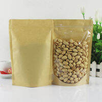 50pcs High Clear Front Kraft Paper Zip Lock Storage Bag Snack Nuts Powder Coffee Beans Spice Gift Resealable Packaging Pouches