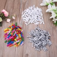 100Pcs Small Size 25mm Mini Natural Wooden Clips for Photo Paper Pegs Clothespin 77HA