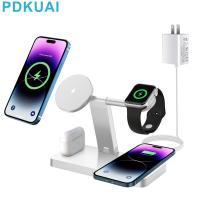 ✼┅► 4 in 1 15W Foldable Magnetic Wireless Charger for iPhone 12 13 14 Pro Max 11 Fast Charging Stand for Apple Airpods 3 iWatch 8