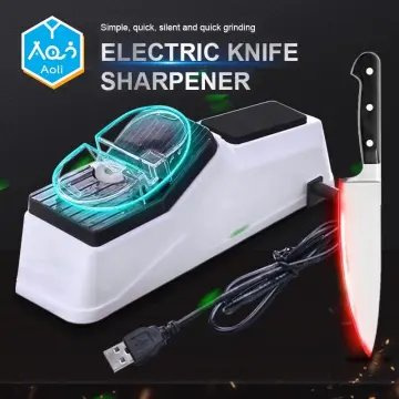 USB Electric Knife Sharpener Stone Whetstone Knives Scissors Diamond Fine  Grinding Blade With Cover Sharpeners Kitchen Tool