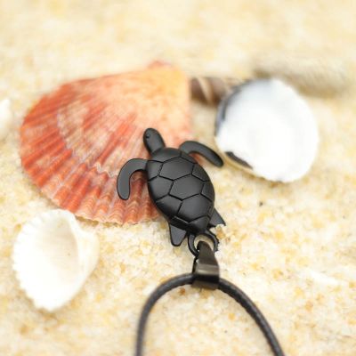 Man Turtle Necklace Environmental Protection Pendant Colliers Wax Rope Hiphop Rock Collar Boyfriend Gift Beach Surfer Jewelry