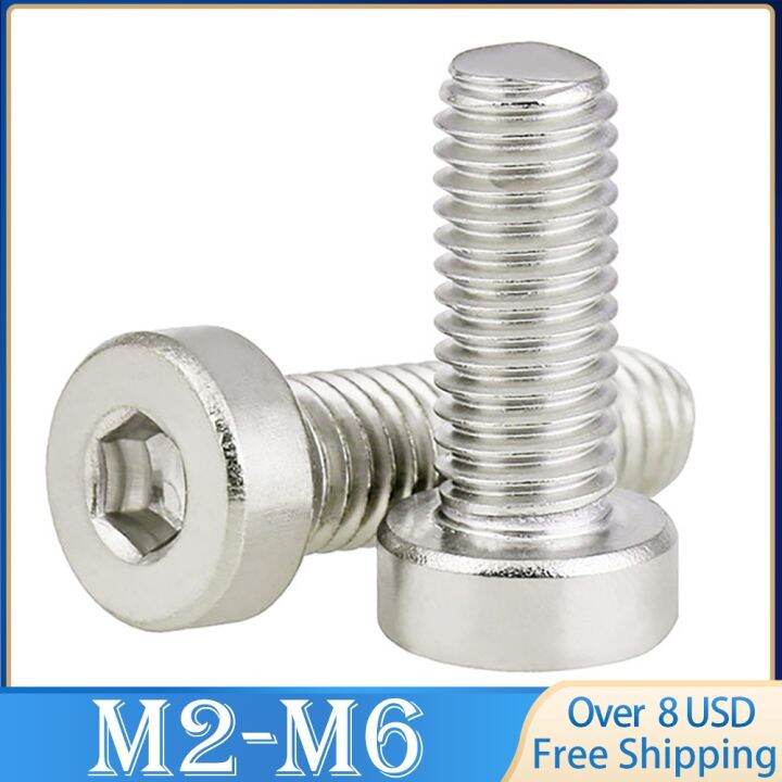 10pcs M3 M4 M5 M6 304 A2 70 Stainless Steel Din7984 Hex Hexagon Socket Thin Low Short Profile 1524