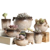 Garden Decoration Vintage Ceramic Flower Pot Succulent Green Plants Flowerpots Home Courtyard Decoration Bonsai Basin Gifts