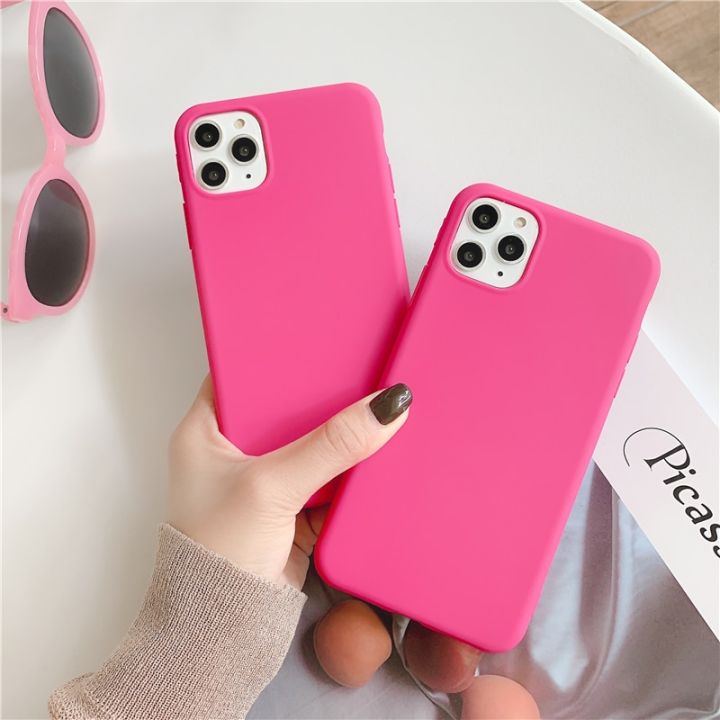 สินค้าใหม่ในสต็อก-rose-candy-solid-matte-เคสโทรศัพท์สำหรับ-iphone-14-13-xs-max-xr-7-14plus-กันกระแทก-tpu-ซิลิคอนสำหรับ-iphone-12-11-pro-max-case