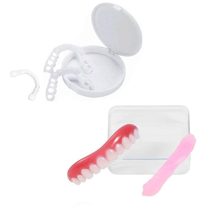 Silicone Fake Teeth Cosmetic Denture Veneers Paste Upper Lower False