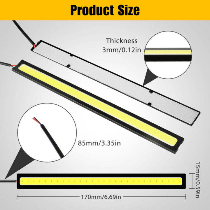 12ชิ้นซัง12โวลต์ไฟแถบไฟ-led-drl-กลางวันไฟเดย์ไลท์17เซนติเมตรภายในภายนอกชิ้นส่วนทดแทนแสง