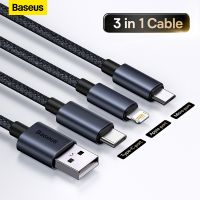 (SHANG LONG)Baseus สาย USB แบบ3 In 1,สำหรับ Samsung Xiaomi Mi 9 Huawei iPhone 13 12 11ที่ชาร์จแบตเตอรี่โทรศัพท์ข้อมูลไมโคร