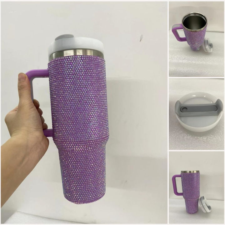 CODBling　Straw　Oz　With　Crystal　and　Stainless　Lazada　40　Tumbler　Hot　Insulated　Handle　Lid,　and　Cold　with　Mug　Steel　Tumblers　Travel　for　Beverages　Indonesia