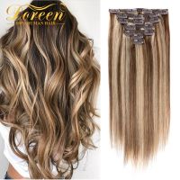 Doreen  European Human Hair Extensions Clip in Light Brown to Platinum Blonde Natural Hair Clip ins Real Hair Straight Wig  Hair Extensions  Pads