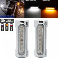 รถจักรยานยนต์ Highway Crash Bar Light Switchback Driving Light สำหรับ Victory Harley Road King Touring Amber LED Turn Signal Lamp