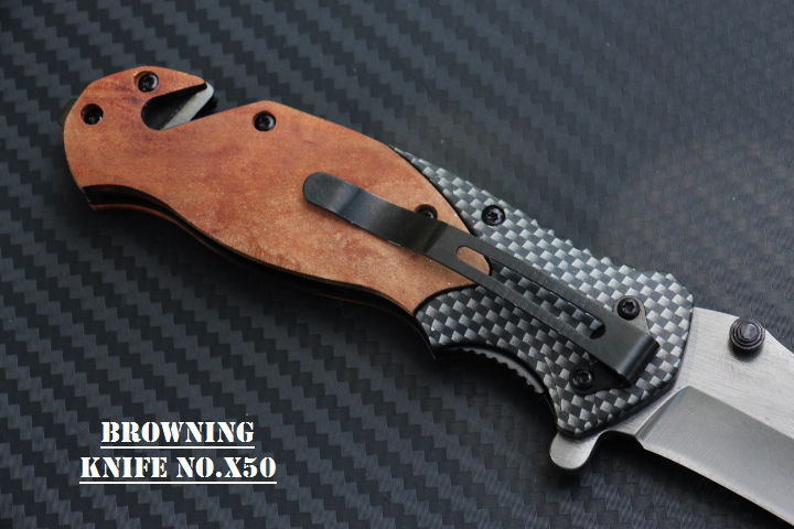 มีดพับ-browning-x50-ด้ามไม้ลายคาร์บอนไฟเบอร์