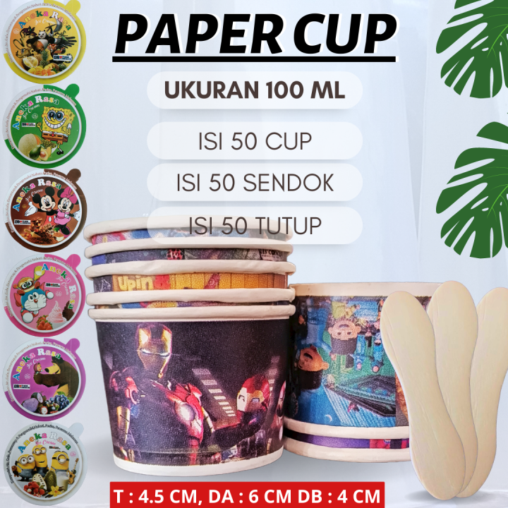 KOLEKSI CUP CUP ICE CREAM UKURAN 50ML GROSIR PAPER CUP ICE CREAM