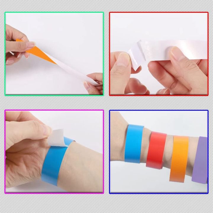 400-pieces-paper-wristbands-disposable-lightweight-colored-identification-wrist-bands-neon-adhesive-hand-bands-4-colors
