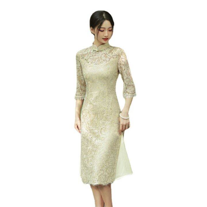 2022-double-layer-aodai-mid-length-cheongsam-ชุดวรรณกรรม-retro-ปรับปรุงสาว-cheongsam-young