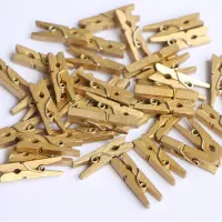 50 Pcs 25mm Mini Golden Wooden Clips For Photo Pegs White Clips Craft Clothespin Clips Activities Daily Decoration Clips Wood Clips Pins Tacks