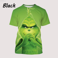 ◄№The Grinch Summer (สต็อกเพียงพอ) New Fashion Casual 3D Printing Mens Round Neck Short-sleeved Top T-shirtคุณภาพสูง size:S-5XL