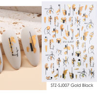 xingwendanp 3D เล็บสติกเกอร์พฤกษศาสตร์นามธรรมเส้นเล็บ decals Slider Nail Art Decoration