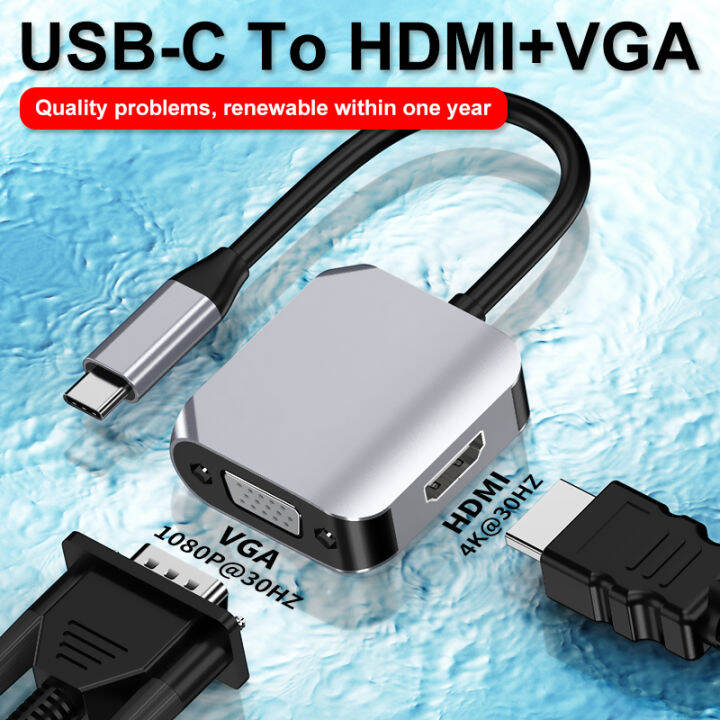 2-in-1 Type C to VGA HDMI Adapter USB C to 4K HDMI VGA Adapter | Lazada ...