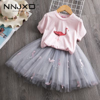 2021 Toddler Girl Kids Set 2 Piece Girl Set Dresses Party Little Girl Clothes for Flamingo Girls Dress Summer Clothing 7 Years