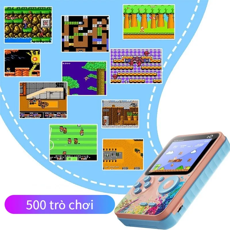 Máy chơi game đôi 500 trò G5 X2 - 2 người chơi cho bé , game cổ điển 9X kèm  hiện đại