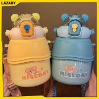 LAZADY ถ้วยน้ำร้อนหมีน่ารักมูลค่าสูงสีแดงถ้วยทรงกลมใหญ่สำหรับเด็กสายรัดอเนกประสงค์แก้วแบบมีหลอดความจุมากกลางแจ้ง