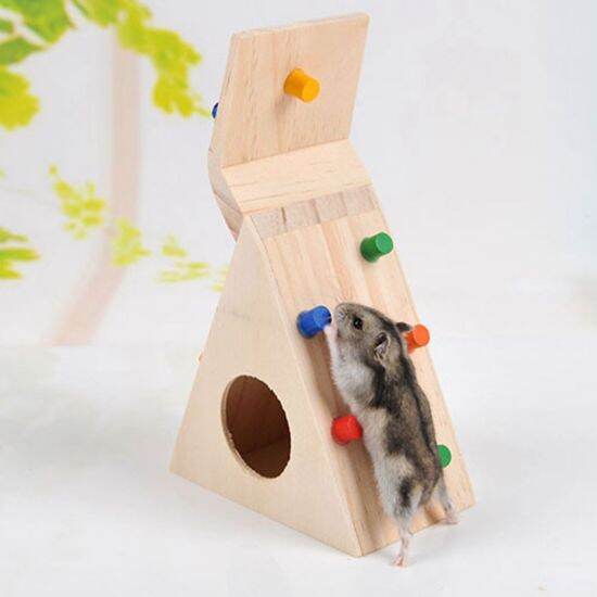 A yaya 1 cái lều tam giác có thang trượt nhà gỗ tự nhiên đồ chơi động vật - ảnh sản phẩm 1