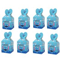 12/24/36/48Pcs Lilo &amp; Stitch Theme Print Candy Box Party Supplies Loading Gift Loot Bag Paper Box Birthday Party 8.5*8.5*18cm Gift Wrapping  Bags