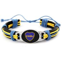 CABJ Backpack Club Atletico Boca Juniors Daypack Football Team Genuine Leather Bracelet Charms Bangles Hand Braided Jewelry Mobile Accessories