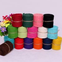 【hot】！ Cheap width 6cm Colorful Jute Burlap Fabric Roll Hessian Trims Tape Rustic Wedding Par AA8043