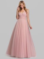 Sweet Evening Dress LongV-Neck Floor Length Spark Tulle Ever Pretty 2022 Bridesmaid Dresses Robe De Soirée Vestidos De Fiesta