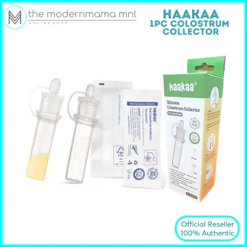 haakaa Colostrum Collector with Storage Case Set, Included 1 pc Reusable  Cotton Wipe and Storage Box (0.1oz/4ml, 6 pcs)