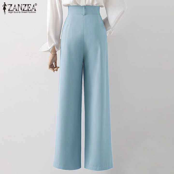 จัดส่งฟรี-fancystyle-zanzea-กางเกงจีบเอวสูงผู้หญิงสำหรับใส่ทำงานออฟฟิศกางเกงผู้ชายขาสามส่วนหรูหรา-4