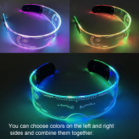 7 Color Decorative Cyberpunk Glasses Colorful Luminous Glasses LED Light Up Eyeglasses for Bar K Halloween Cyberpunk Party