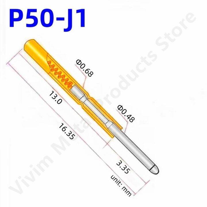 lz-100pcs-p50-j1-spring-test-probe-pogo-pin-test-pin-dia-0-68mm-tip-dia-0-48mm-length-16-35mm-p50-j-test-tool-pcb-test-round-tip